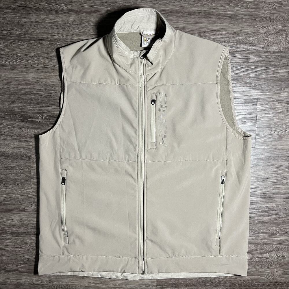 Cinch Bonded Softshell Vest Men's XXL Beige Windproof Fleece Lined MWV1099002